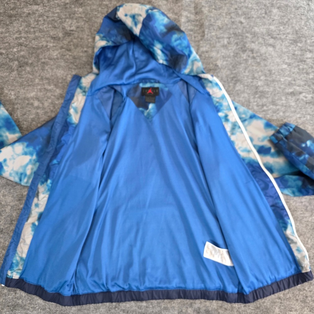 Air Jordan Windbreaker Jacket Kids XL 13-15 Years Blue Tie Dye Full Zip Hooded - Picture 4 of 13